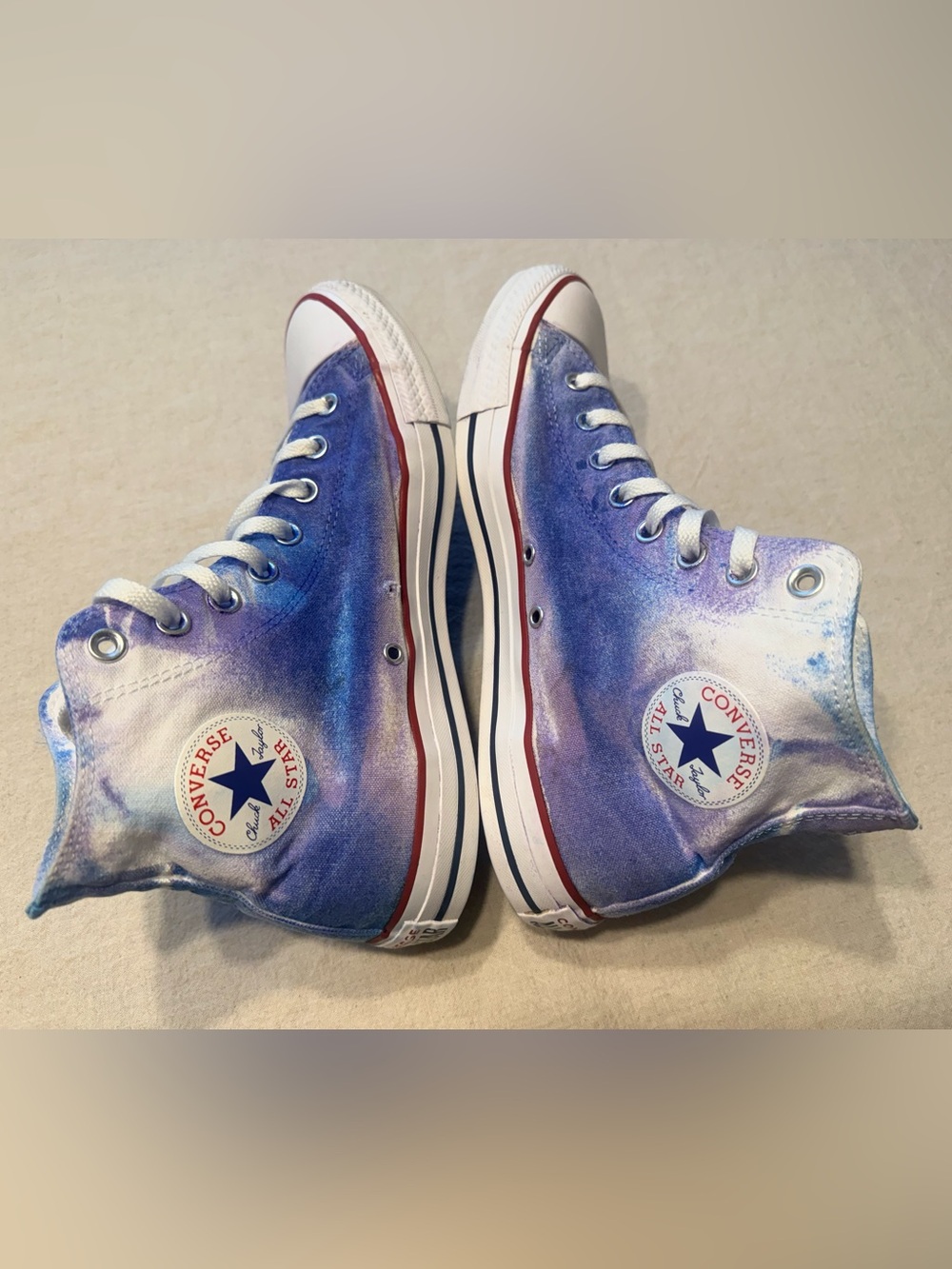 CUSTOM Converse High Top Sneakers - Purple and Blue Tie-Dye - READ MY STORY! - Picture 6 of 10